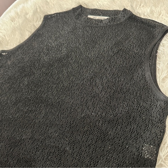 St. John Black Sleeveless Knit Shell Top | Metallic Sparkle | Size 6 - Picture 12 of 14